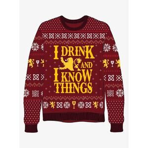 HBO Game of Thrones "I Drink and I Know Things" Ugly Christmas Sweater - LARGE